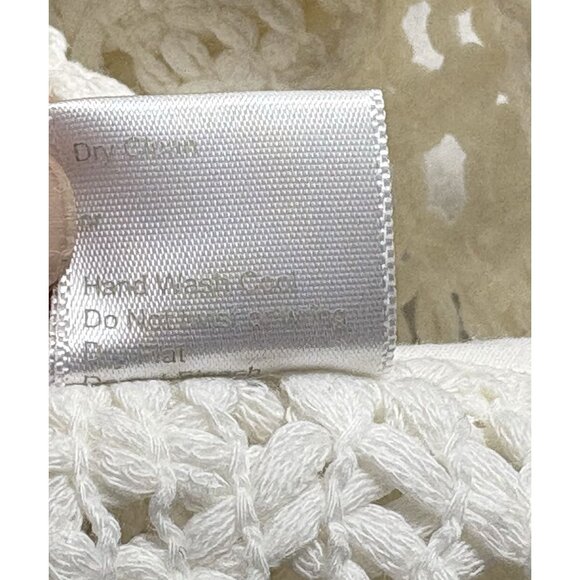 WAI MING Women Open Knit Crochet Tank Top Sz L White Racerback Spring 17-12 - Picture 7 of 9